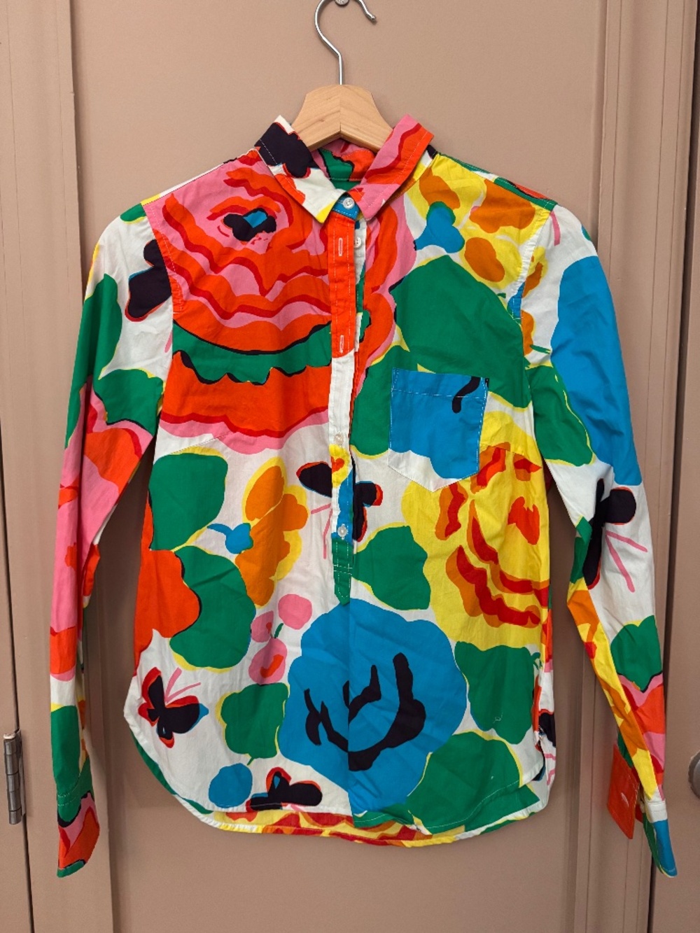 J.Crew Women's floral button down cotton shirt